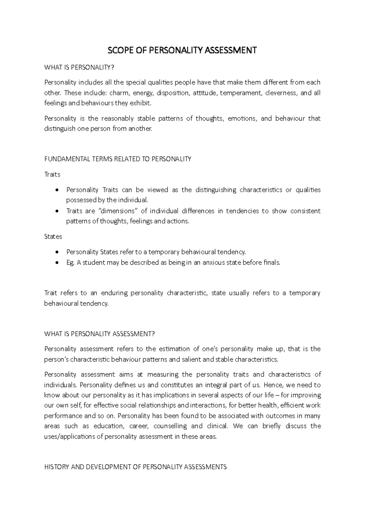 Scope of Personality Assessment: Understanding Traits and Applications ...