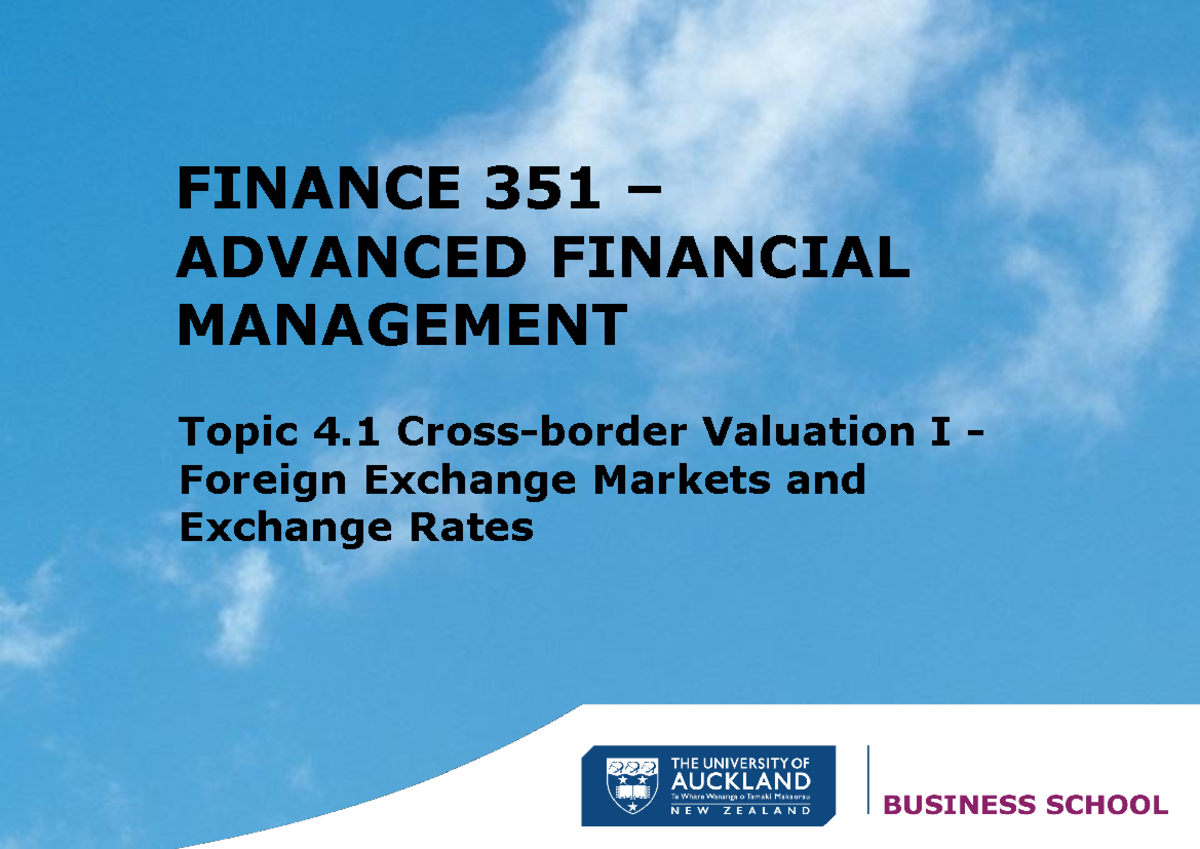 FINANCE 351: Exchange Rate Risk and Hedging Strategies Overview ...