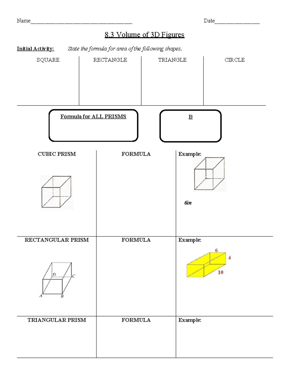 8.3 Volume of 3D Figures: Formulas and Example Problems - Studocu