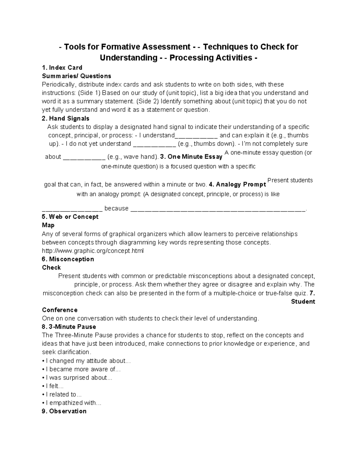 Formative Assessment Techniques for Understanding: Tools & Strategies ...