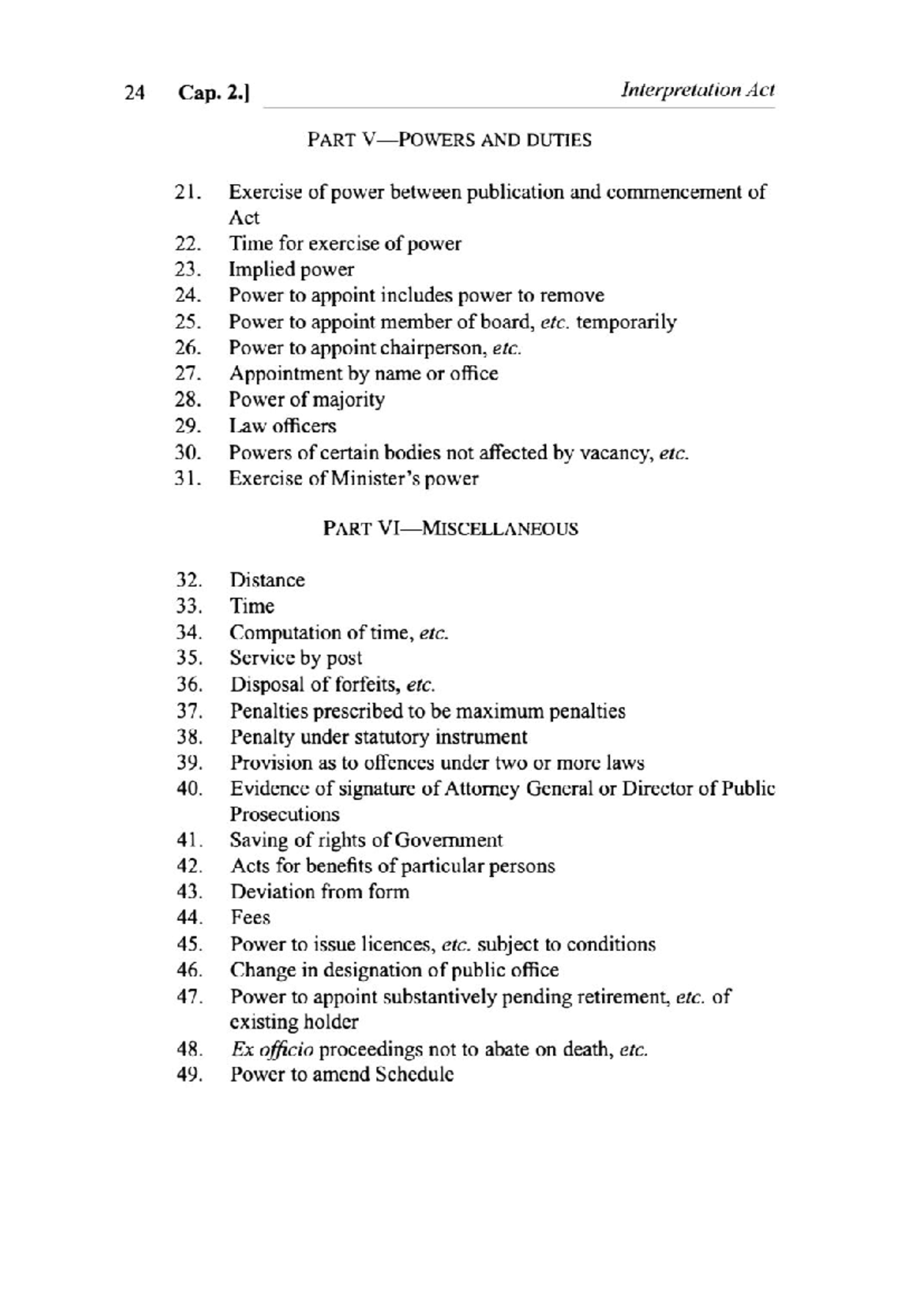 Summarized notes on law - 24 Cap. Interpretation Act PART AND DUTIES 21 ...