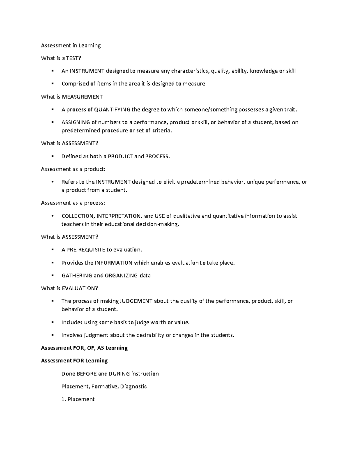 Assessment in Learning: Key Concepts and Principles Overview - Studocu