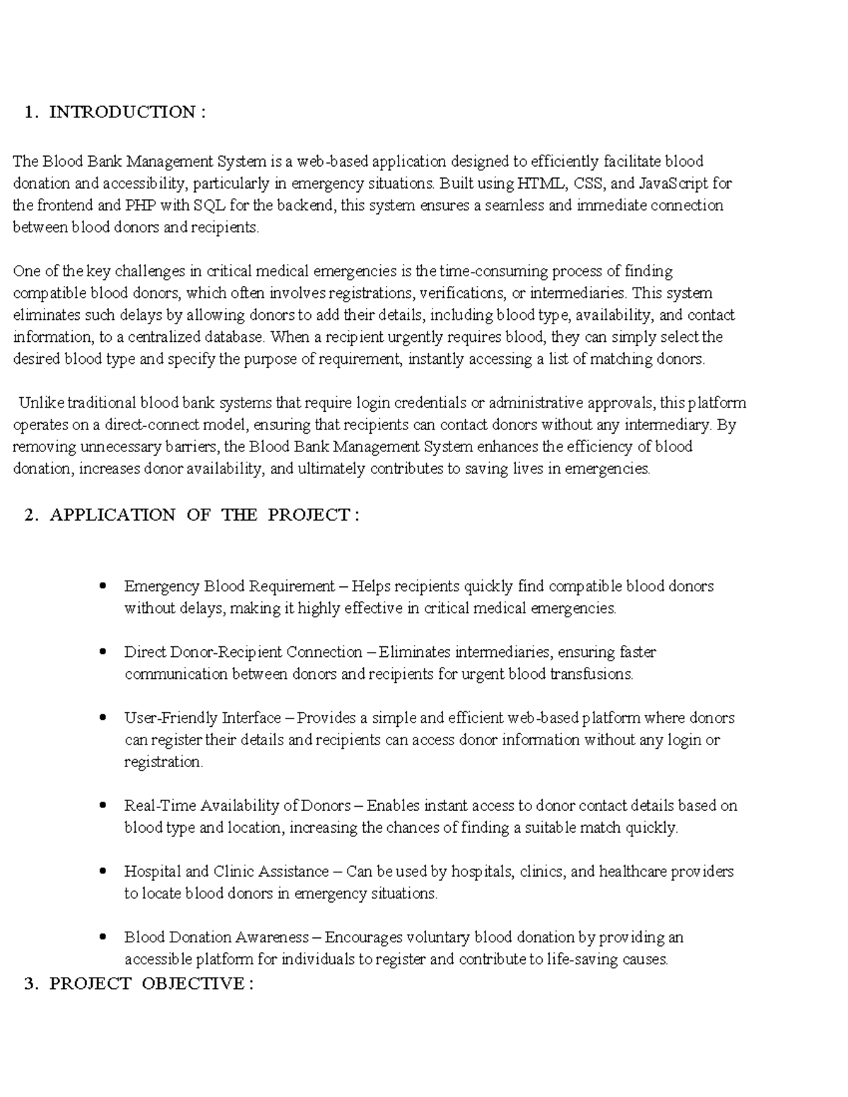 Blood Bank Management System Project Synopsis: Features & Objectives ...
