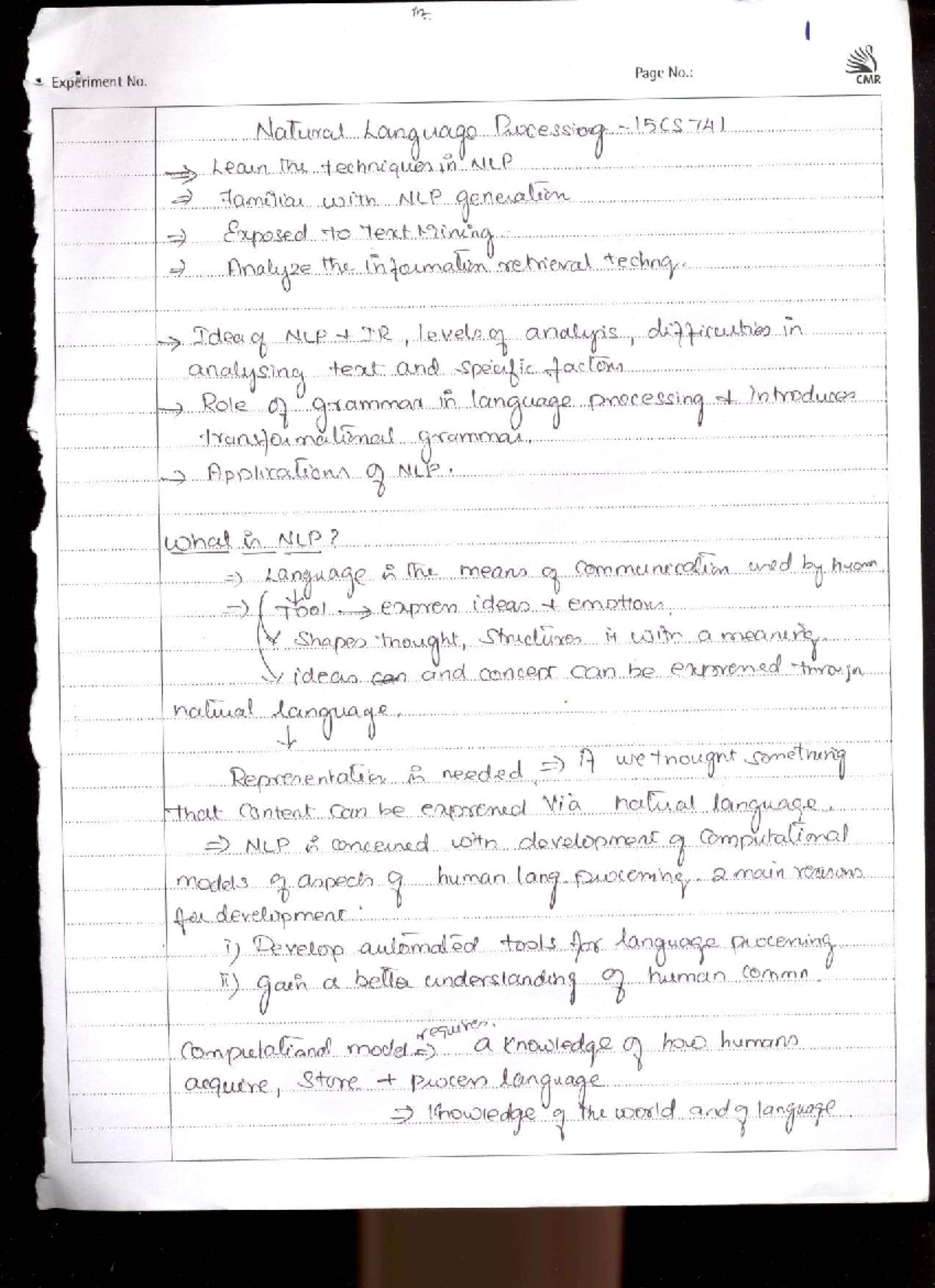 CMR NLP Module 1: Comprehensive Notes on Natural Language Processing ...