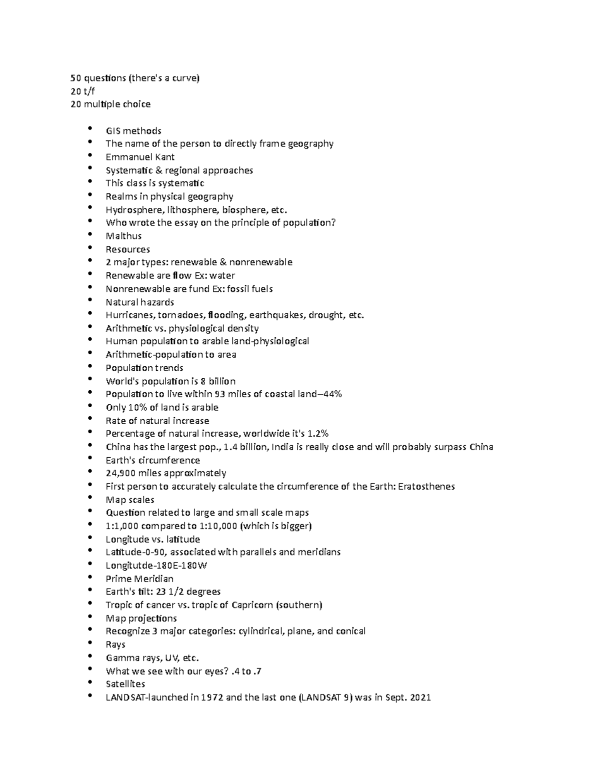 Exam 1 review - Duane Nellis GEOG1100 - 50 questions (there's a curve ...