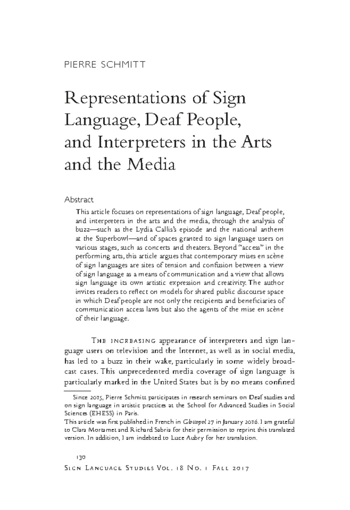 PIERRE SC HM ITT Representations of Sign Language in Arts & Media - Studocu