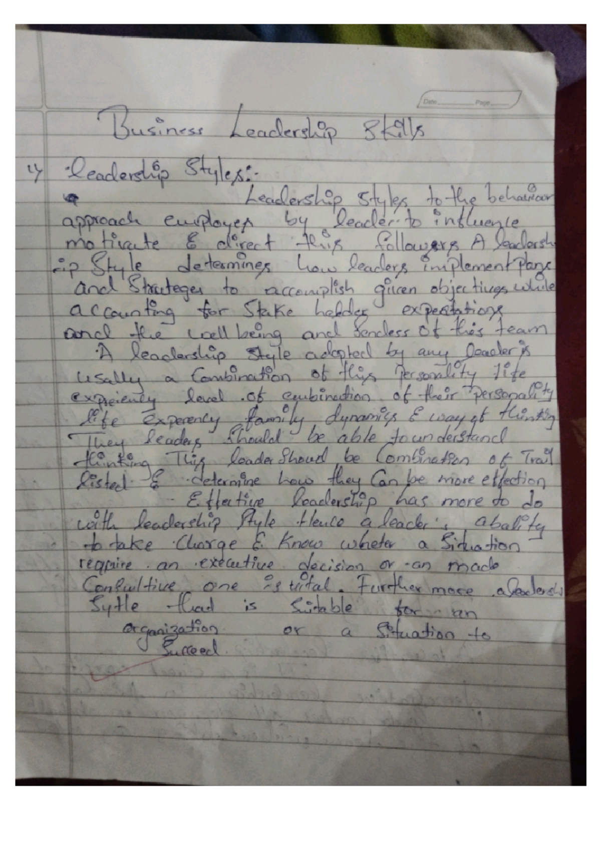 Business Leadership Notes for Effective Management and Strategy - Studocu