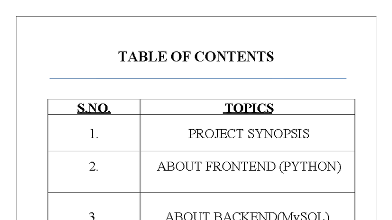 School Management System Project Overview: Python & MySQL - Studocu