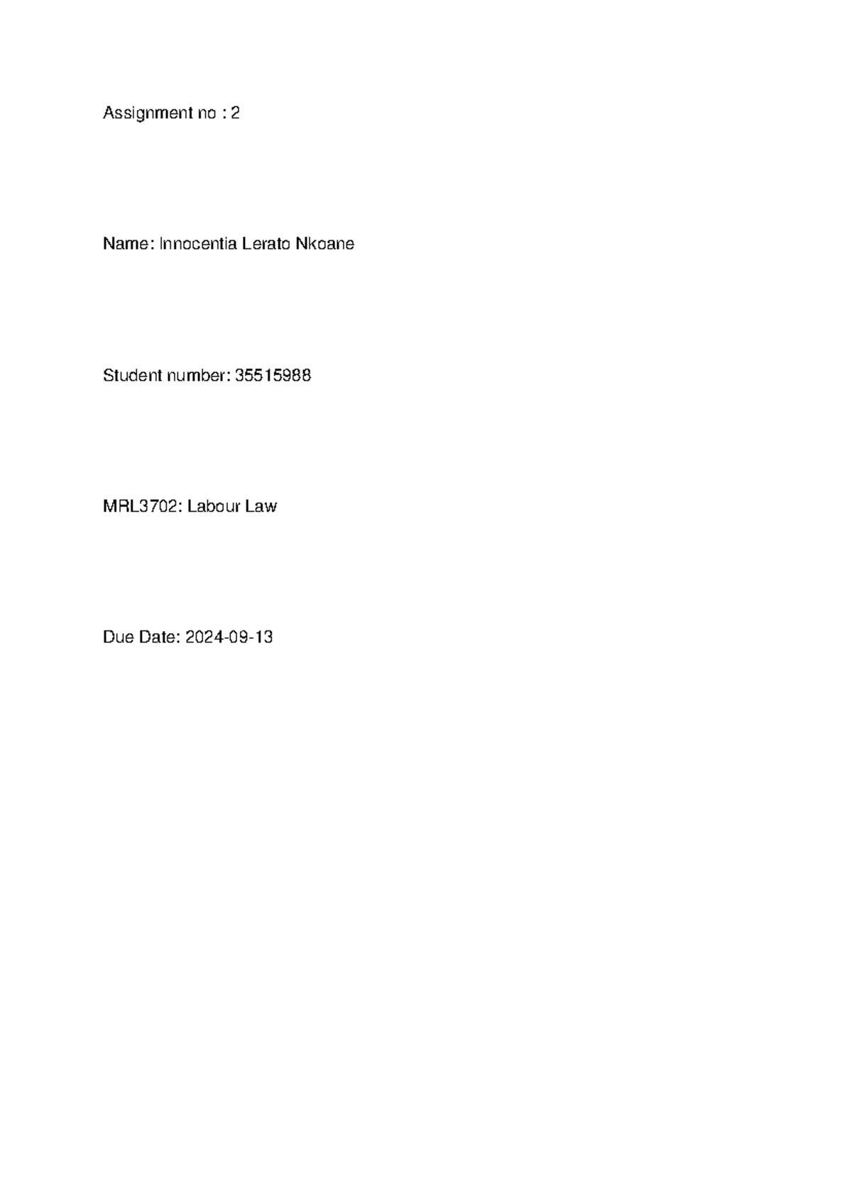 MRL3702 Assignment 2: Vicarious Liability in Labour Law Context - Studocu