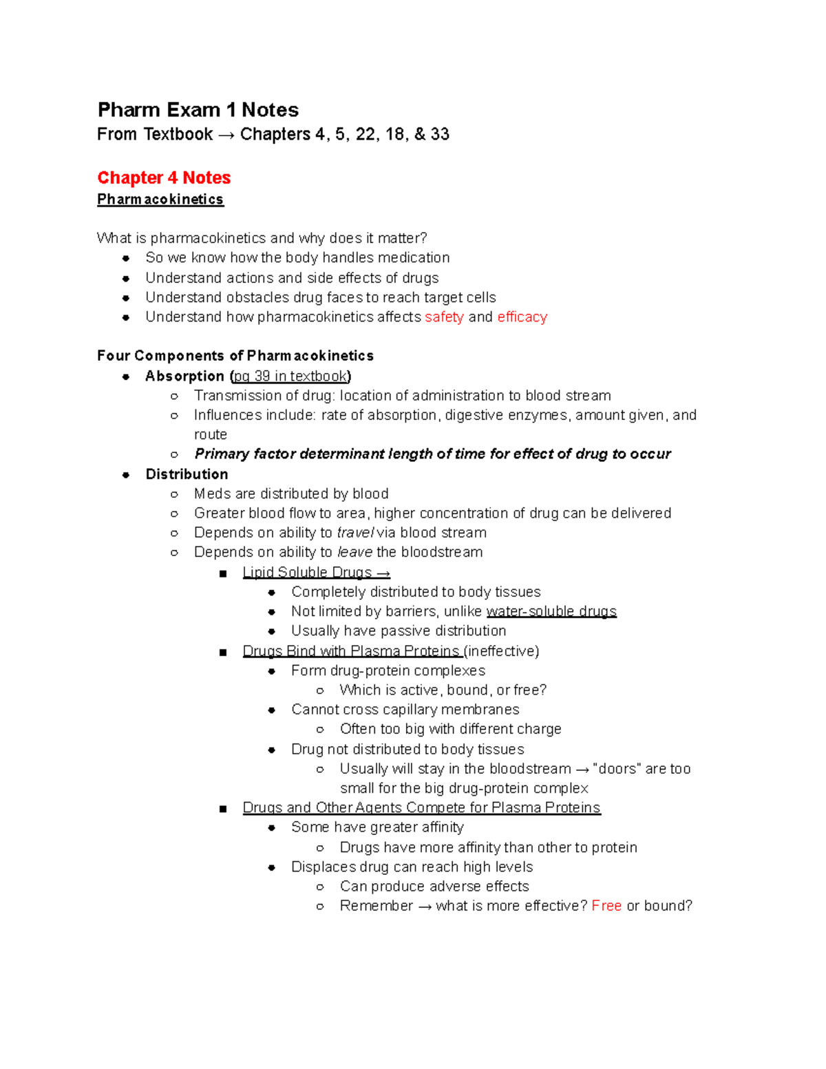 Pharm Exam 1 Study Notes: Key Concepts in Pharmacokinetics & Pain ...