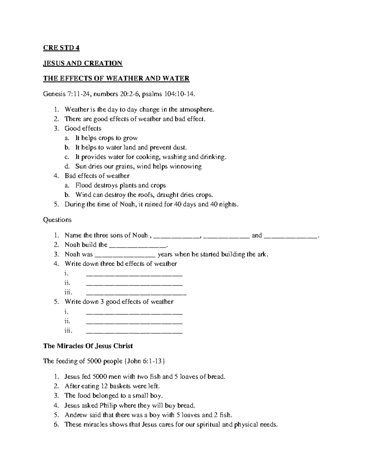 Grade 4 CRE Notes - Term 2: Jesus as Our Leader and His Teachings - Studocu