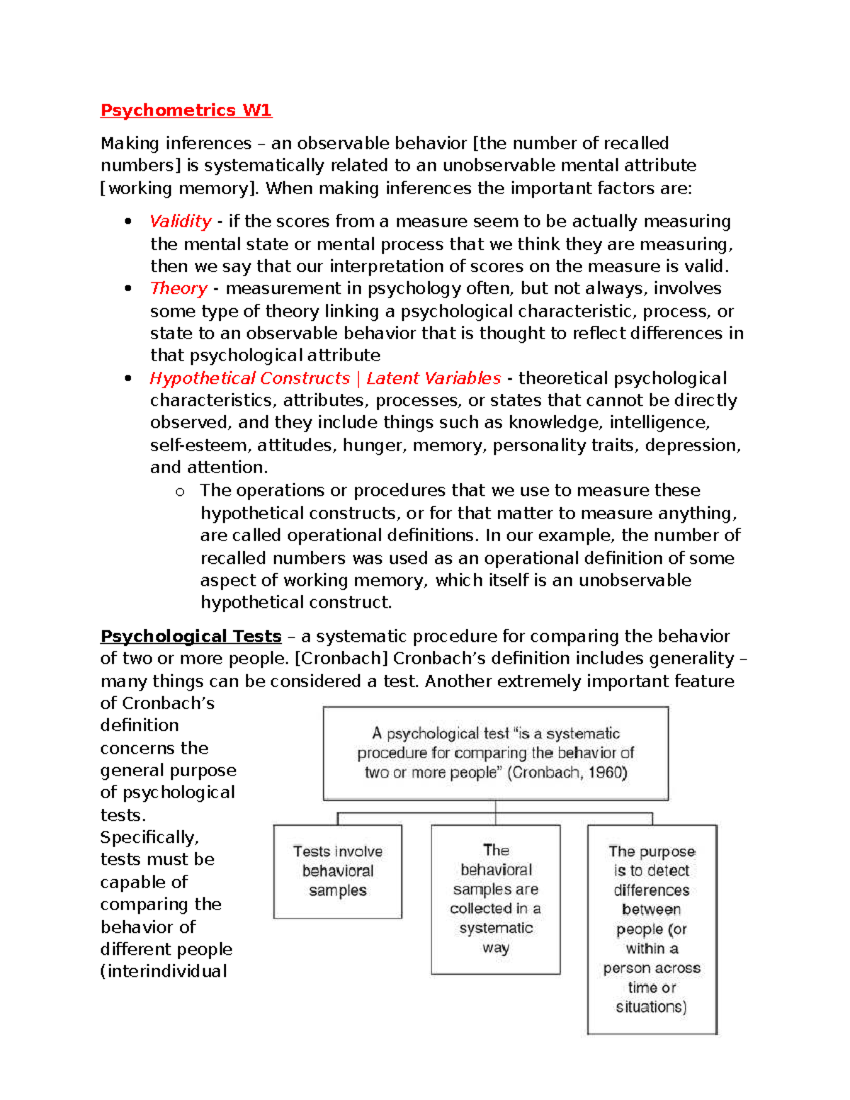 Psychometrics W1: Inferences and Measurement in Psychology - Studeersnel