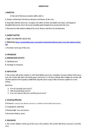 SRF Lesson Plan English 9 - LESSON PLAN in English 9 Grade 9 Bismuth ...