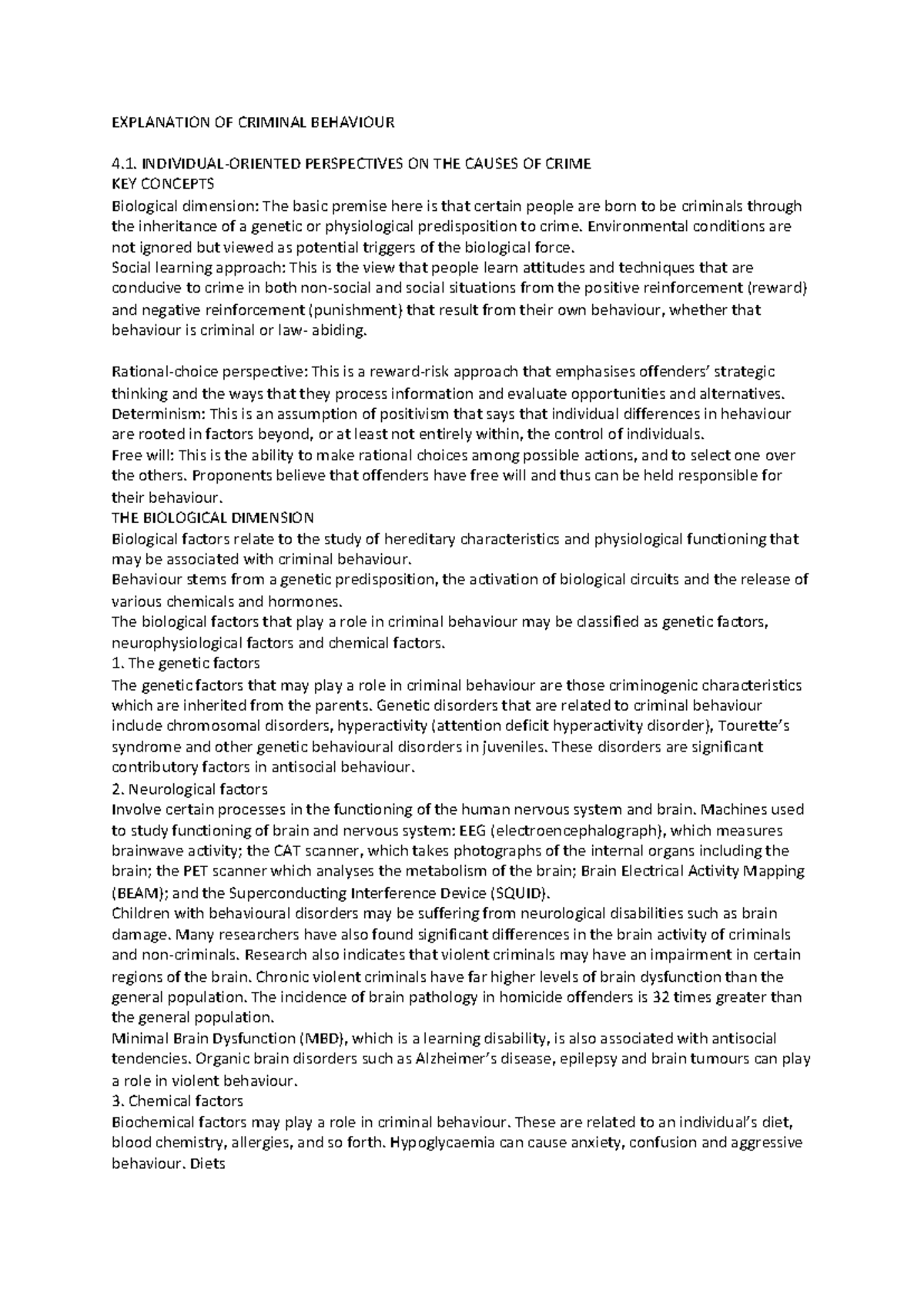 Explanation of Criminal Behaviour: Individual Perspectives and Causes ...