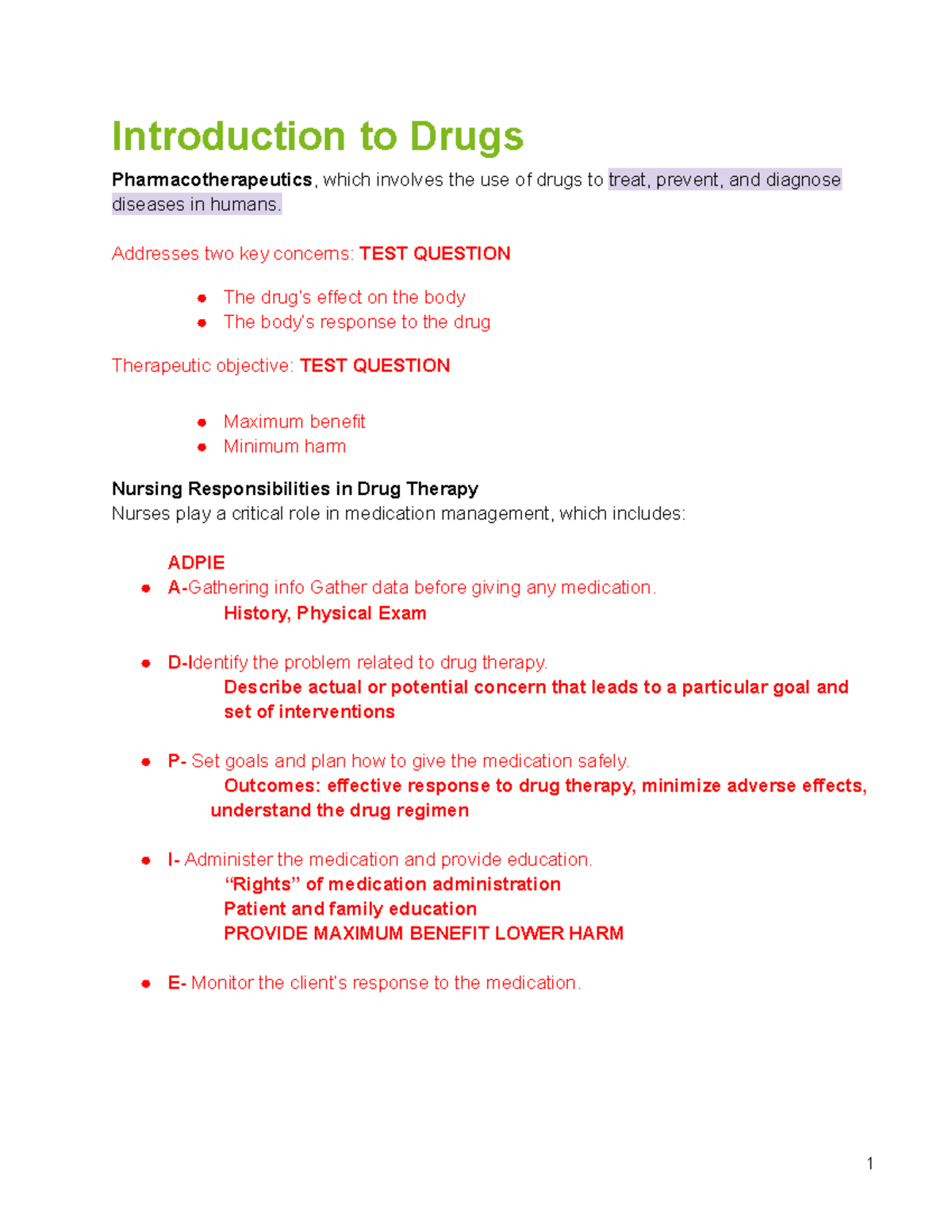 Pharm 101: Introduction to Drugs & Pharmacotherapeutics Overview - Studocu