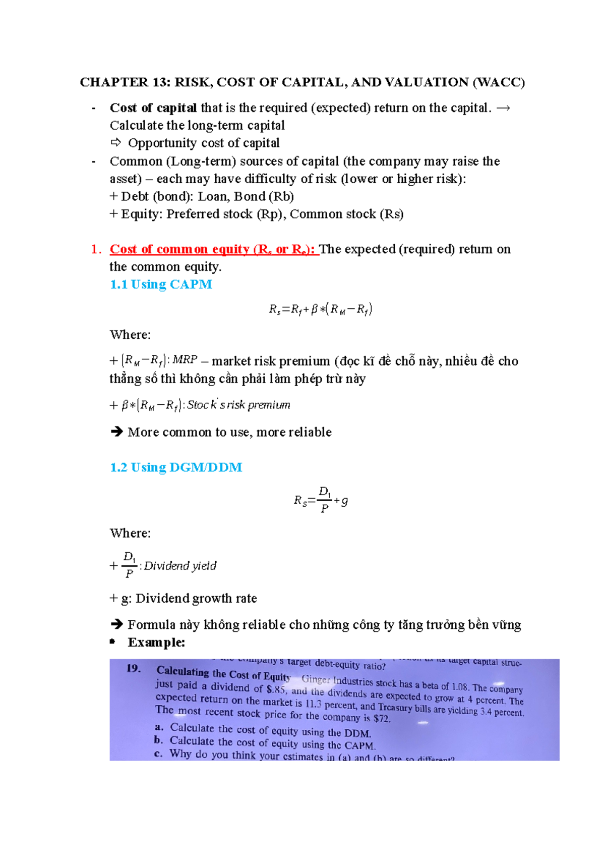 Session 8: Chapter 13 - Risk, Cost of Capital, and WACC Analysis - Studocu
