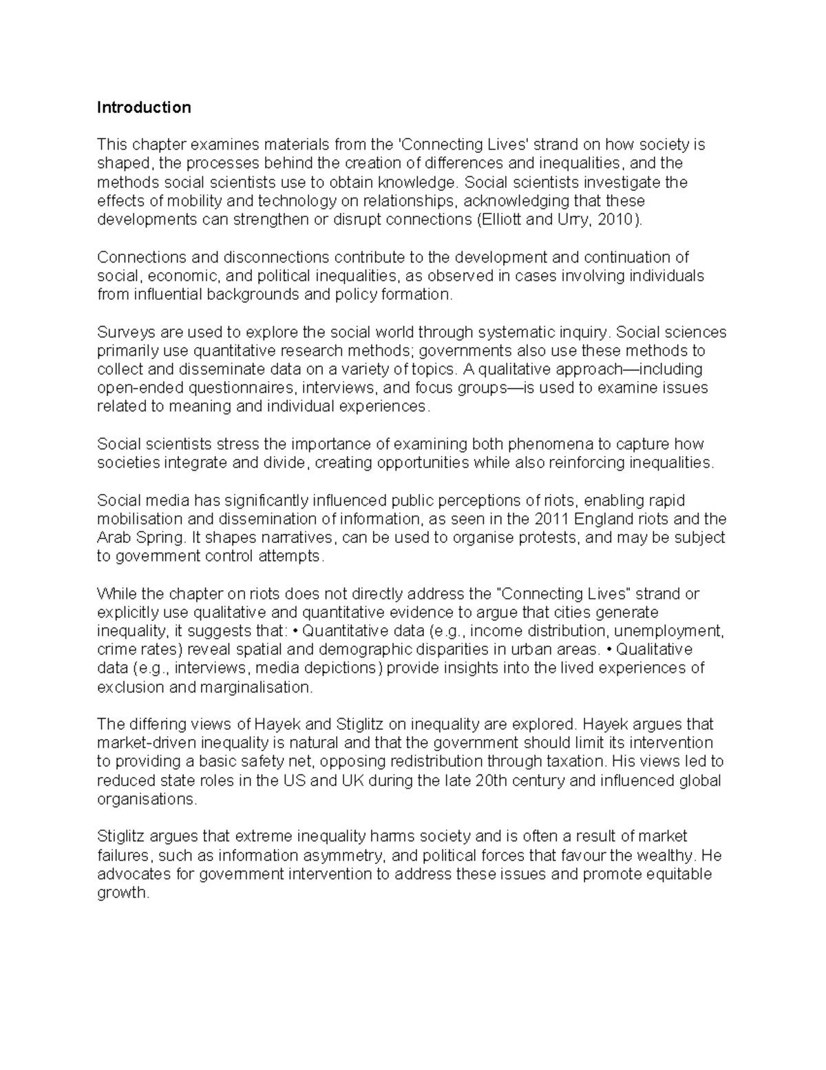 TM04 - Part 1: Essay on Social Inequality and Urban Dynamics - Studocu