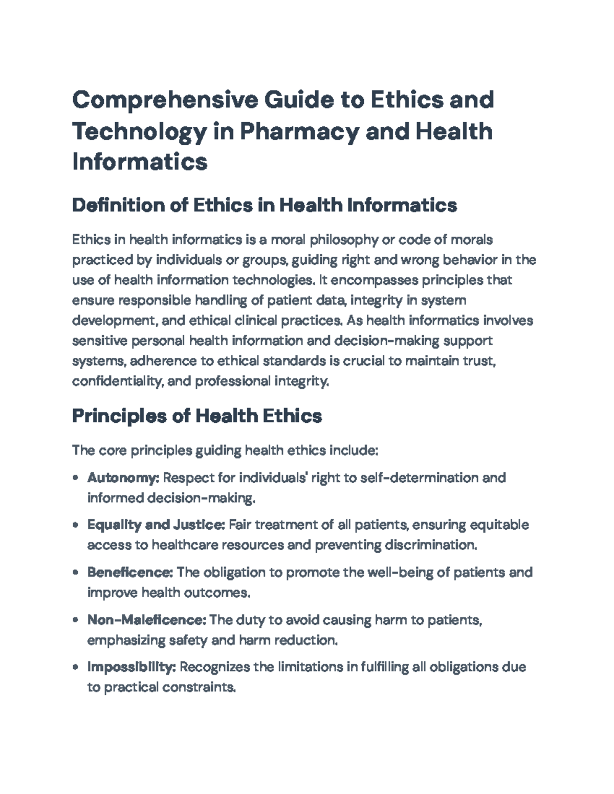 Comprehensive Guide to Ethics & Technology in Health Informatics (PHL ...
