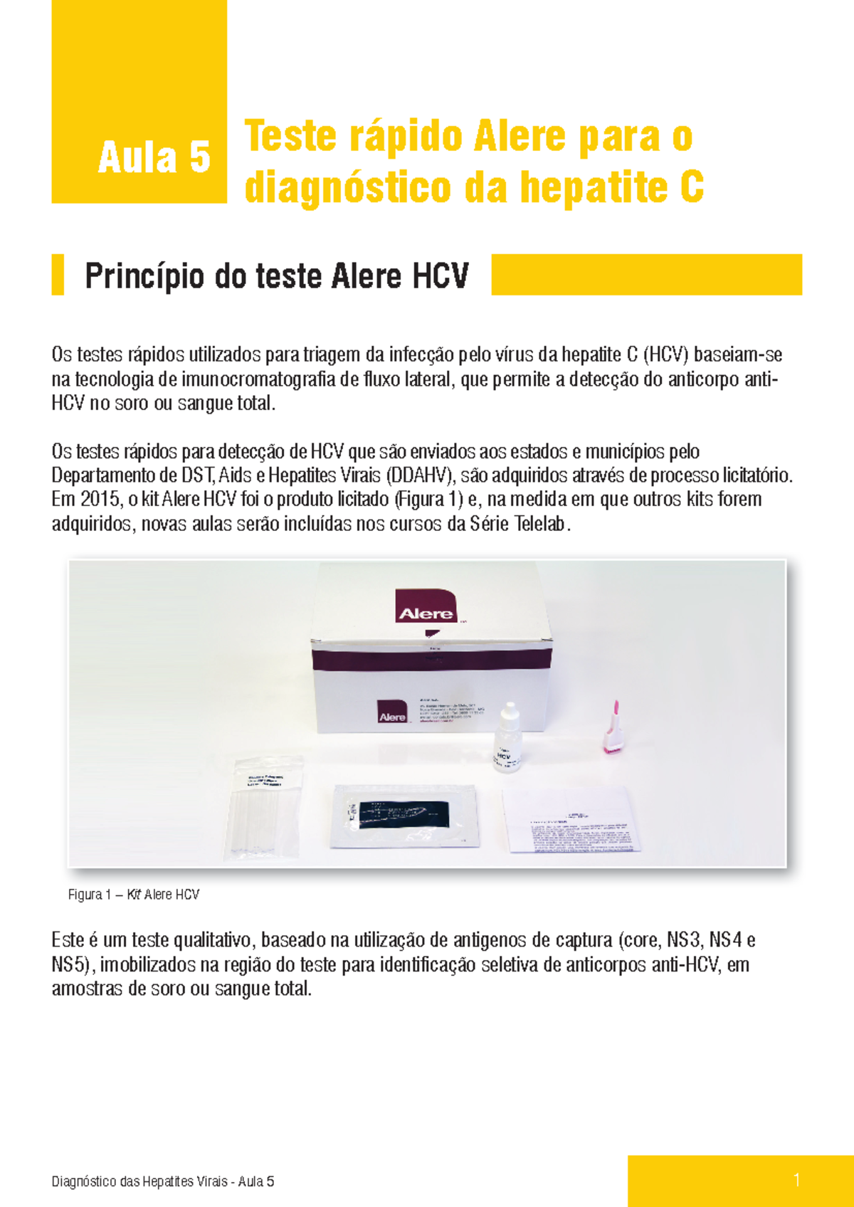Aula 5: Teste Rápido Alere para Diagnóstico de Hepatite C - Studocu