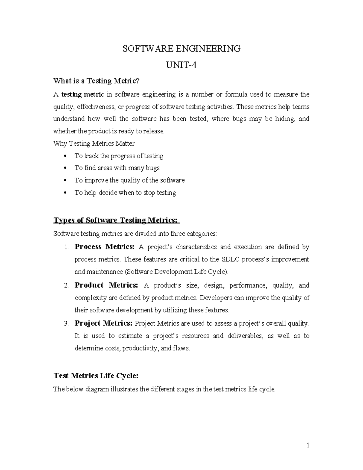 SE UNIT-4(2nd) - Understanding Testing Metrics in Software Engineering ...