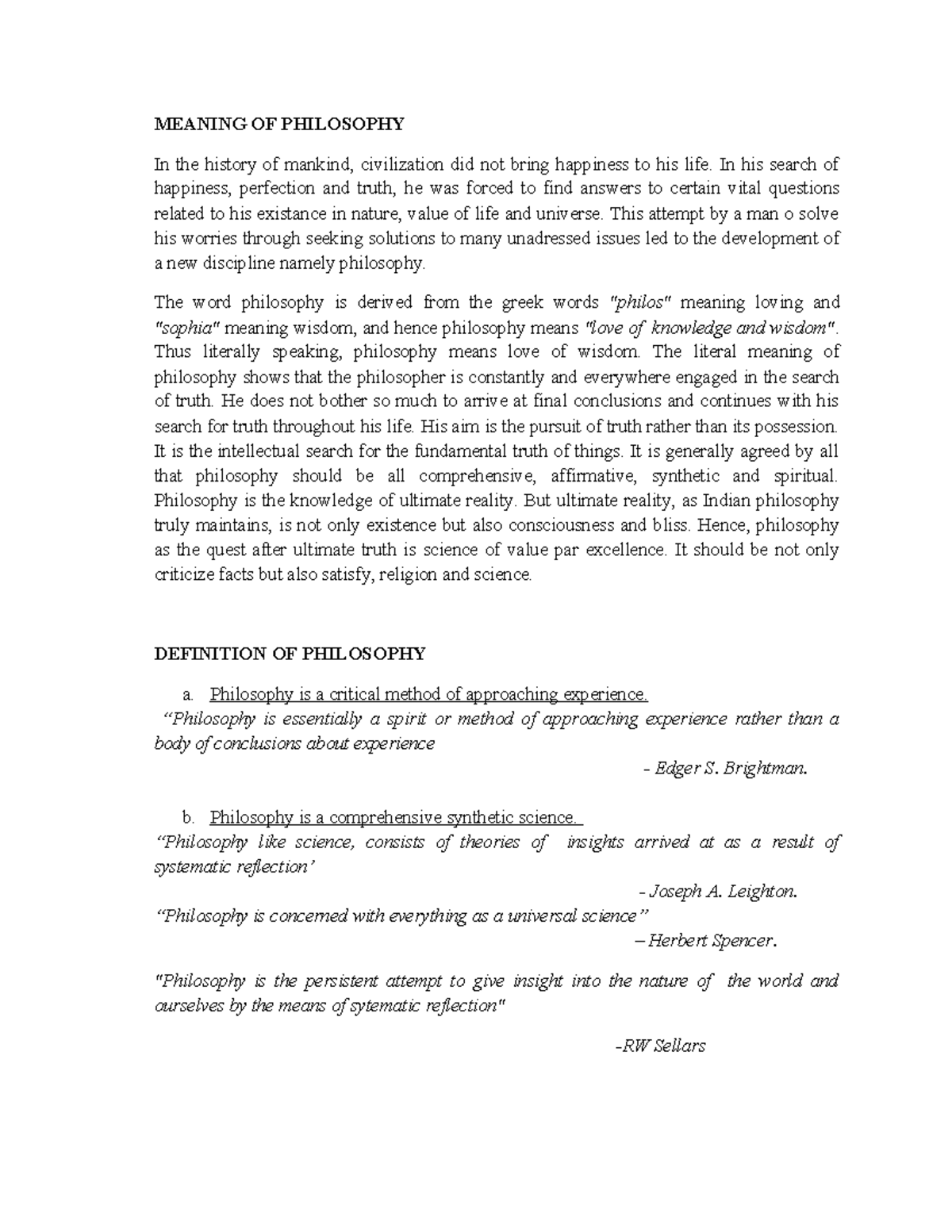 Philosophy 101: Reference Notes on Meaning & Branches of Philosophy ...