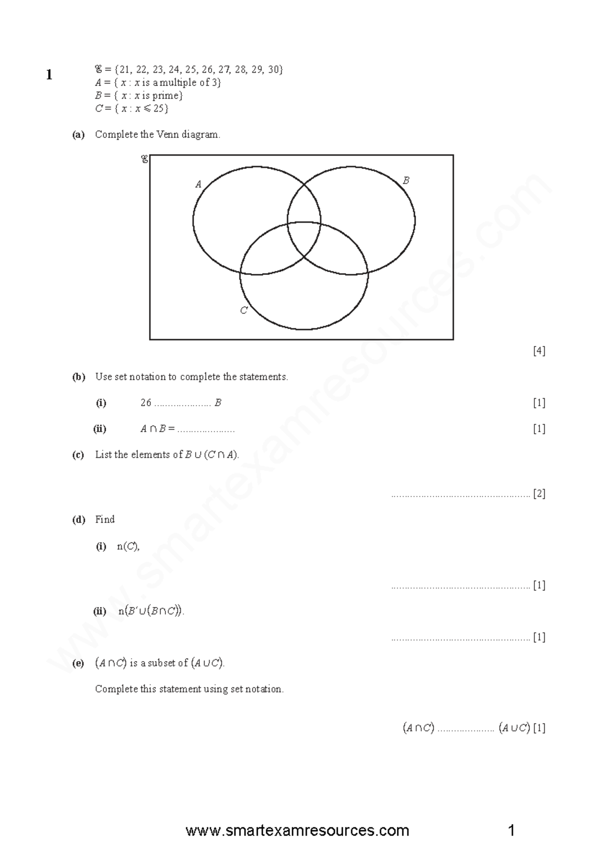 Set Theory Questions & Marking Scheme (1.11.3) - Studocu