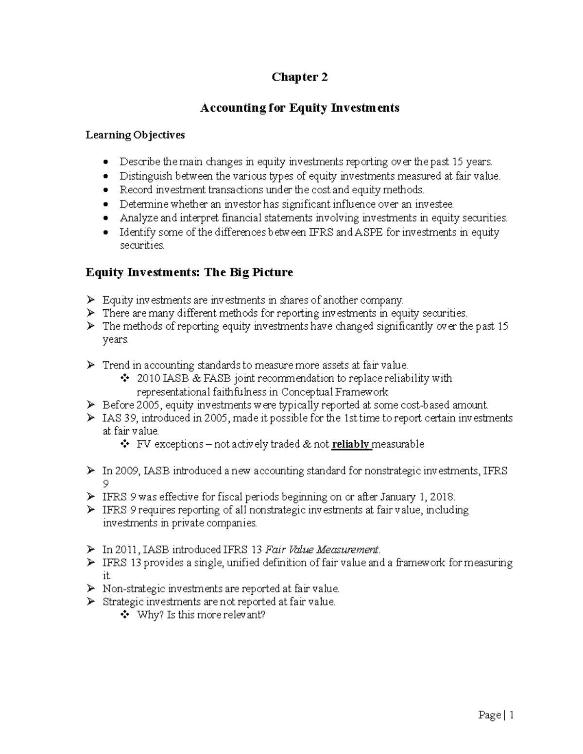Chapter 2: Accounting for Equity Investments - Key Concepts & Changes ...