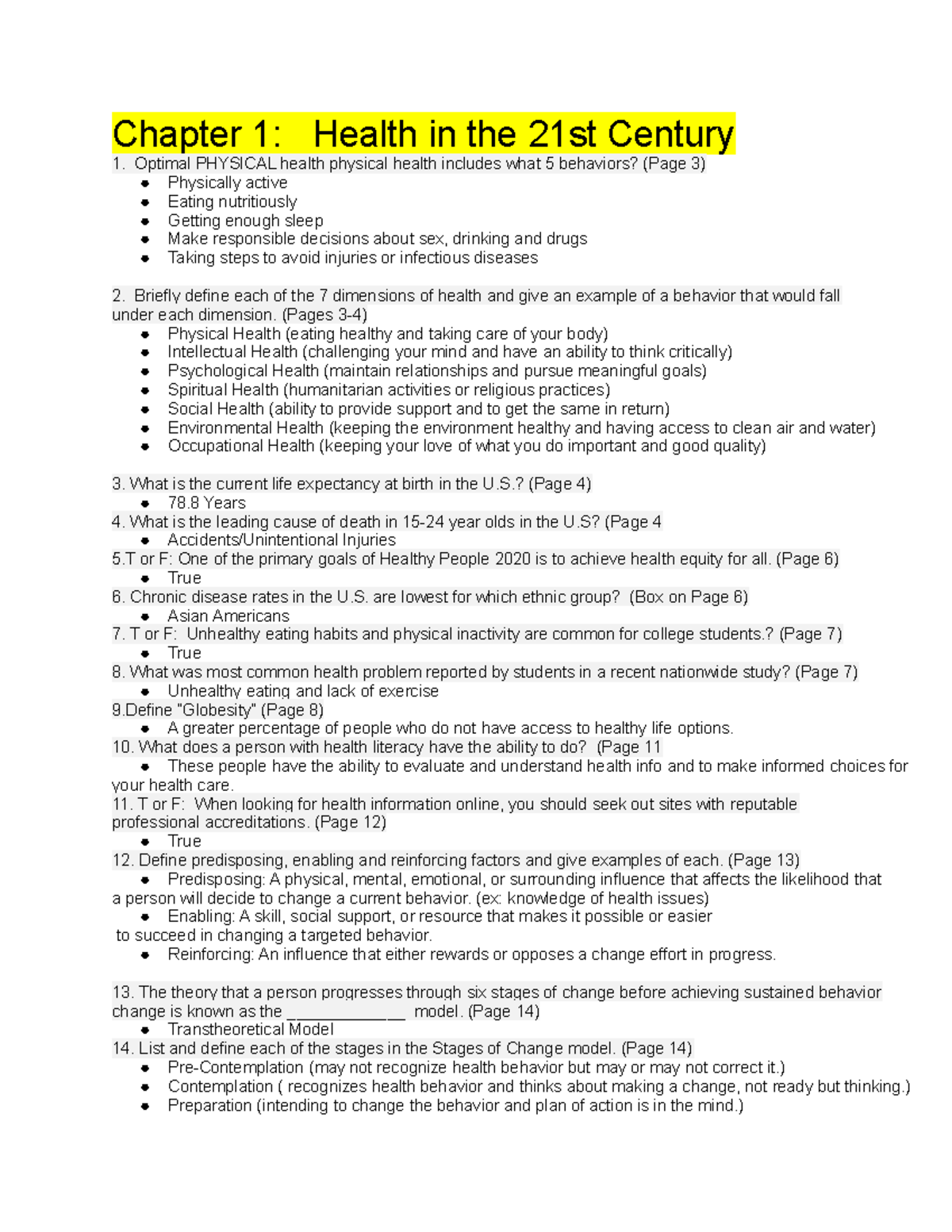 Final Exam Study Guide: Health and Wellness Overview - Studocu
