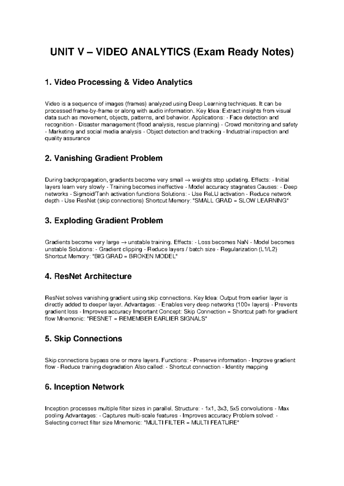 Video Analytics (Unit V) Exam Ready Notes - Studocu