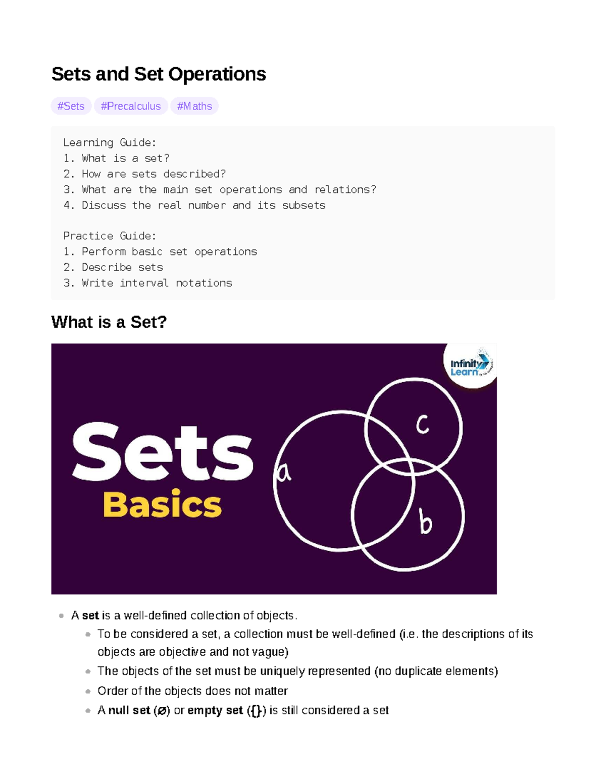 Sets and Set Operations Learning Guide: Concepts and Practice - Studocu