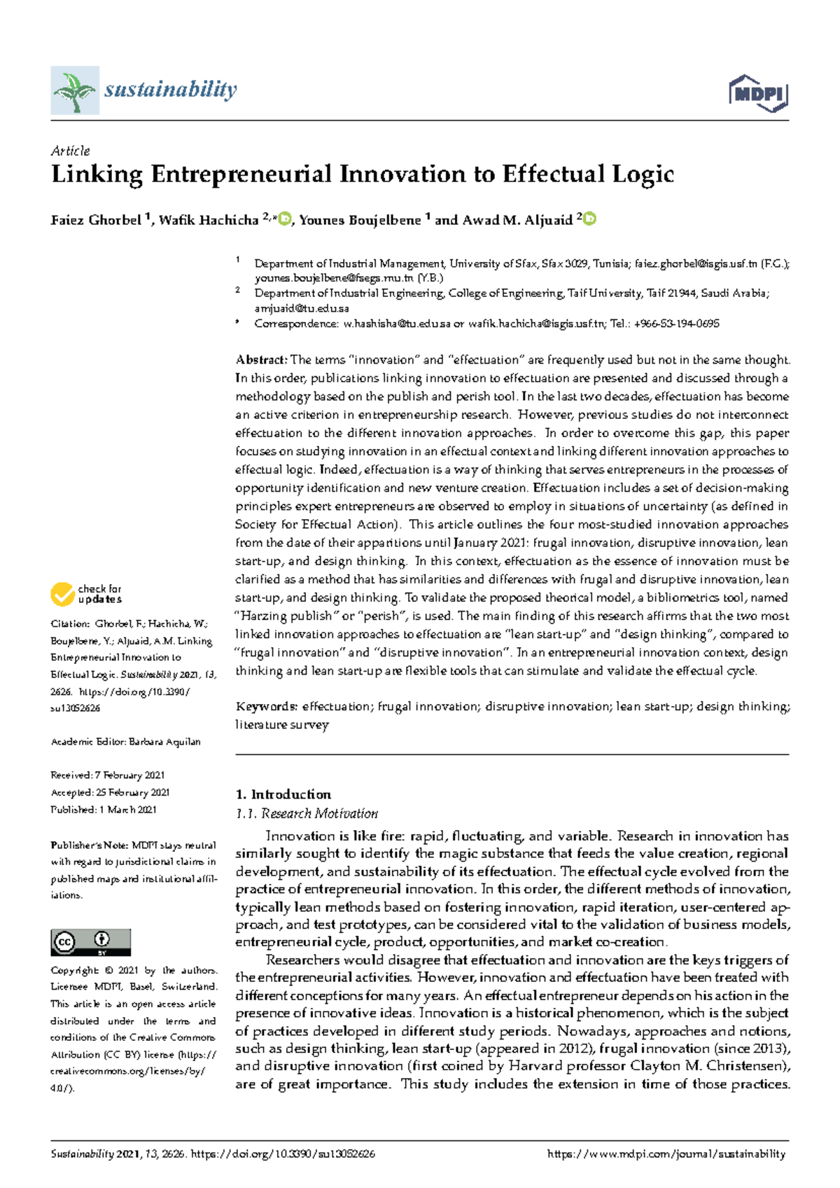 Linking entrepreneurial innovation to effectual logic in sustainability ...