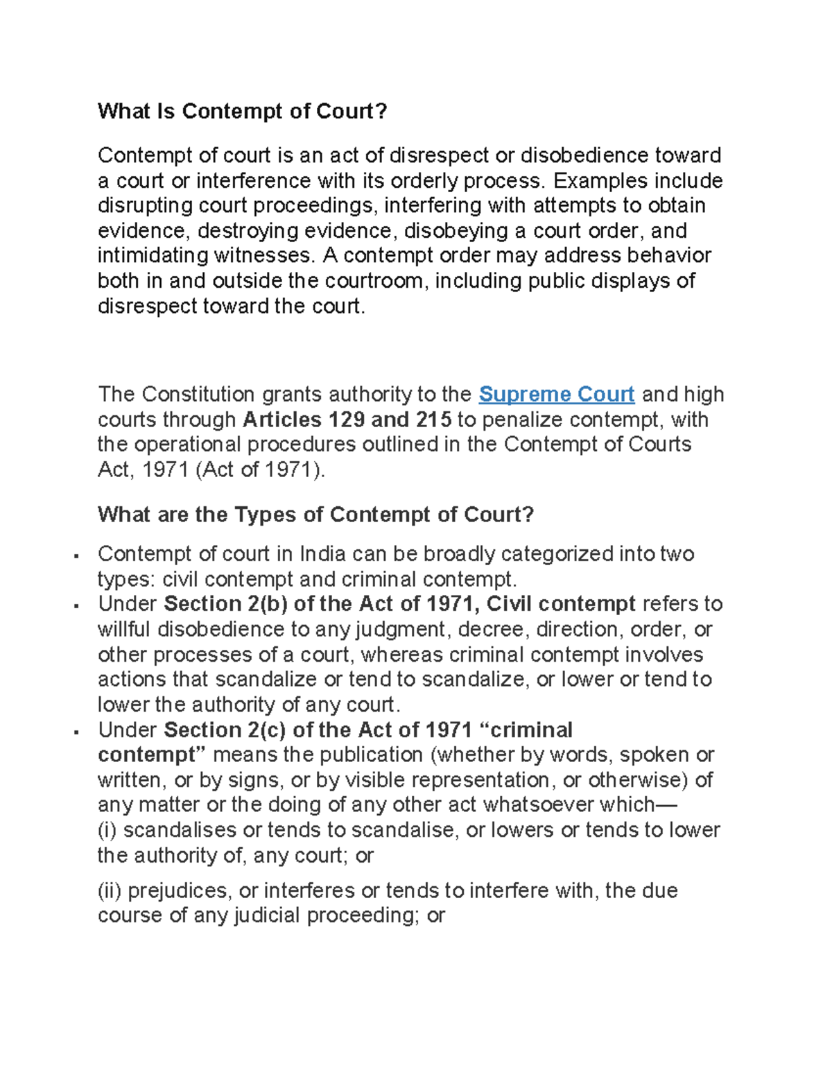 Understanding Contempt of Court and Its Defences (Law 101) - Studocu
