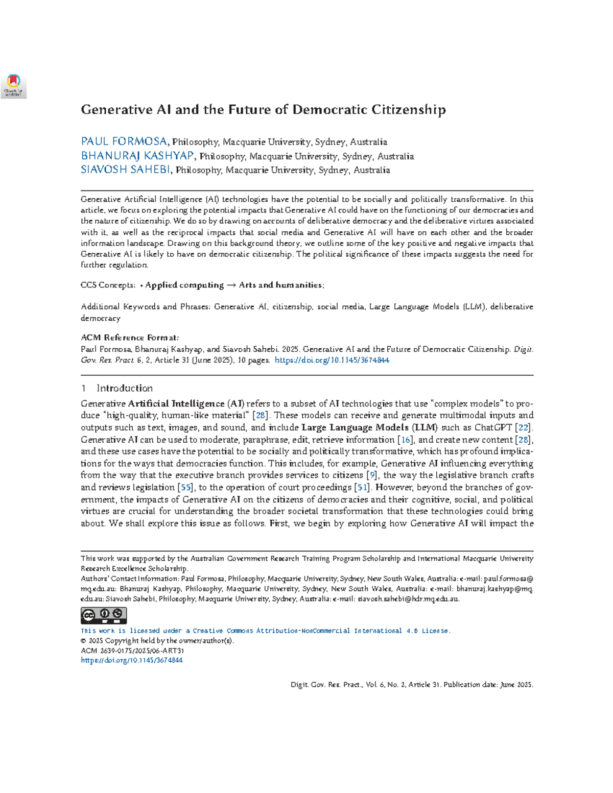 Generative AI's Impact on Democratic Citizenship: Insights and ...