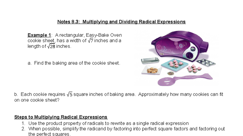 Notes on Multiplying & Dividing Radical Expressions (Math 3) - Studocu