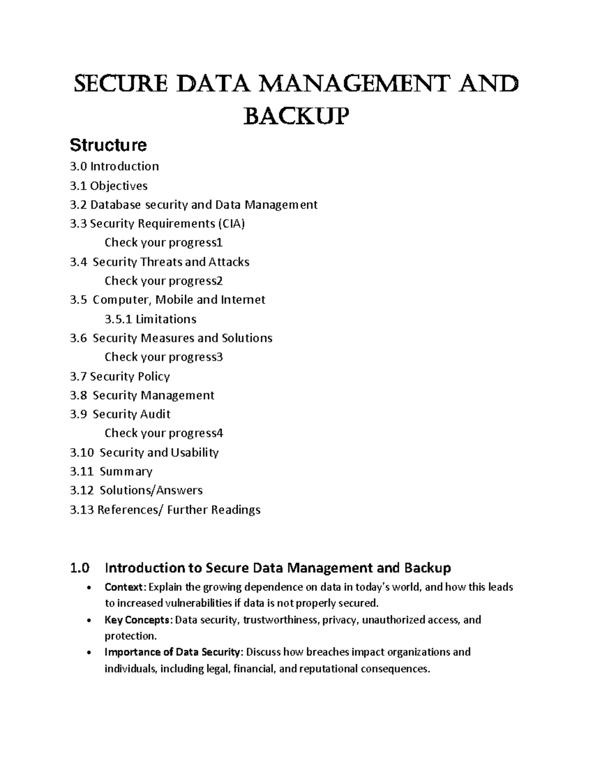 Secure data and backup lec 1 - Secure Data Management and Backup ...