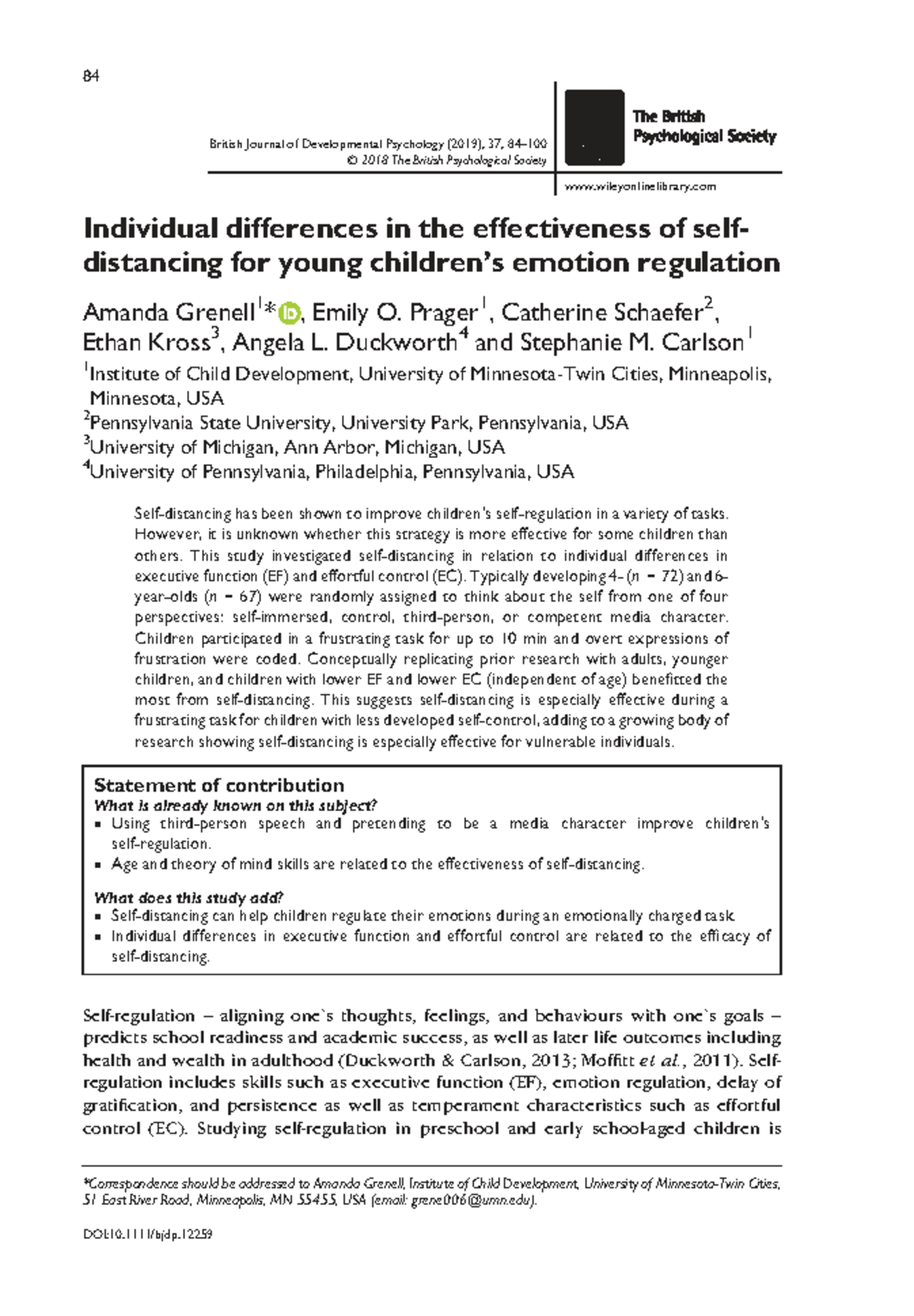 Individual Differences in Self-Distancing for Emotion Regulation in ...