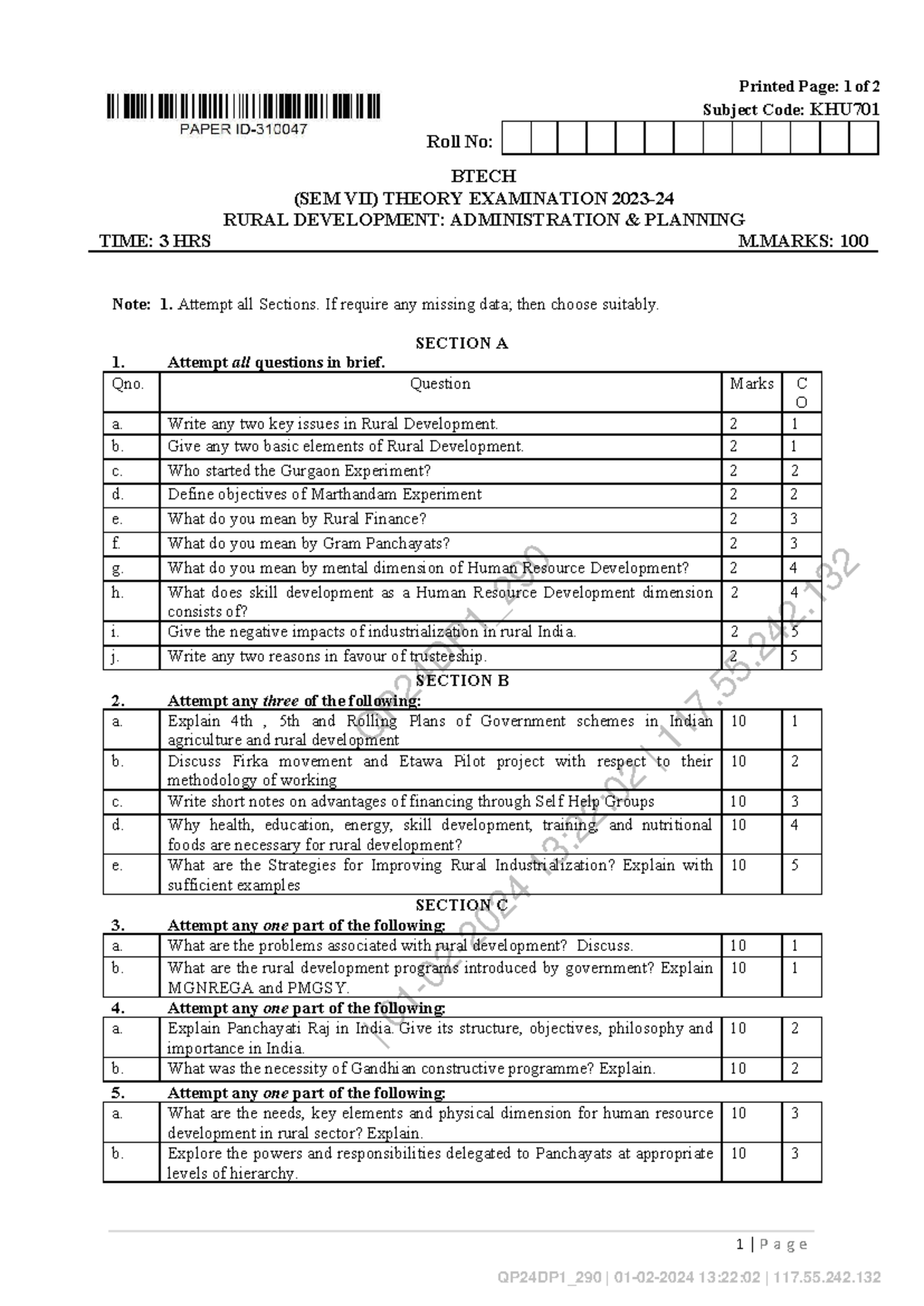 2023 rural - previous year paper - QP24DP1_ | 01-02-2024 13:22:02 | 117 ...