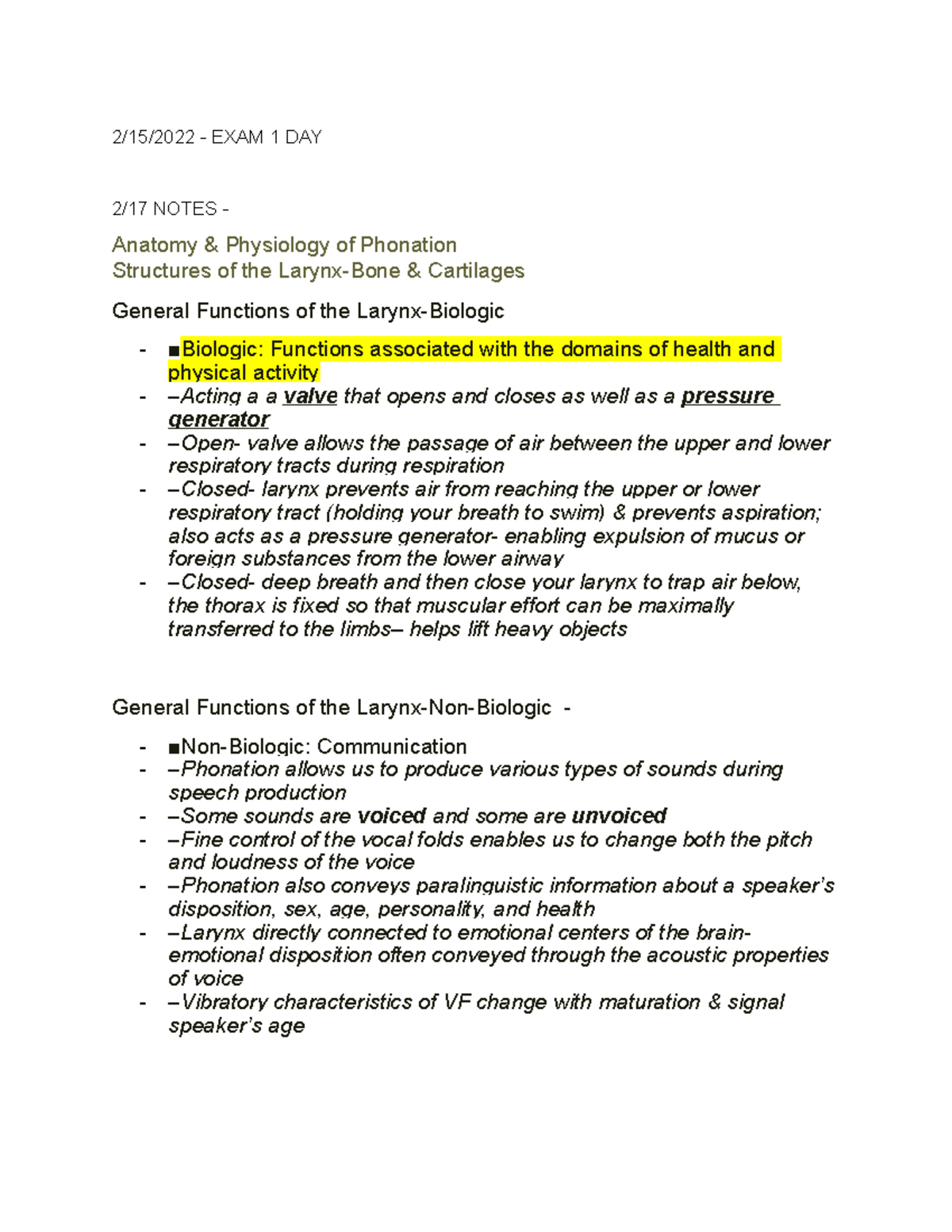 EXAM 2 - CD 275 - CD 275 Exam two notes - 2/15/2022 - EXAM 1 DAY 2/17 ...