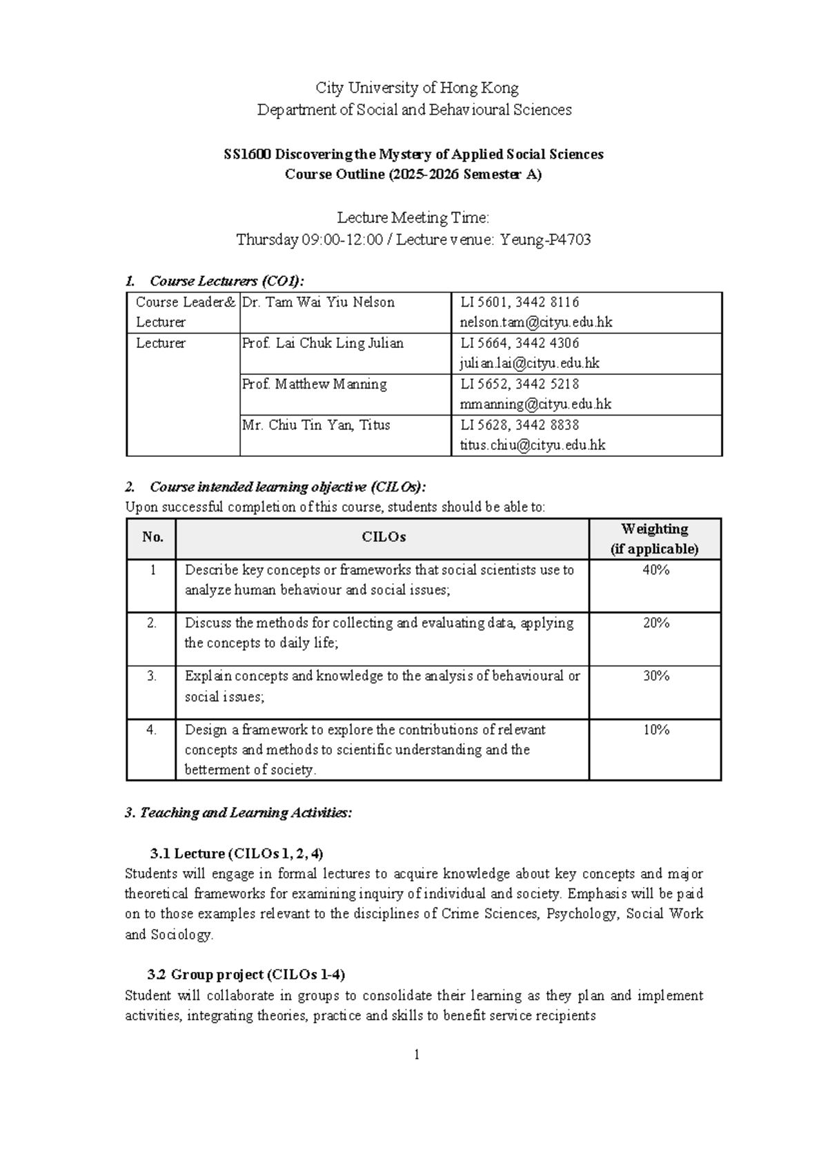 SS1600 Course Outline: Discovering Applied Social Sciences - Semester A ...