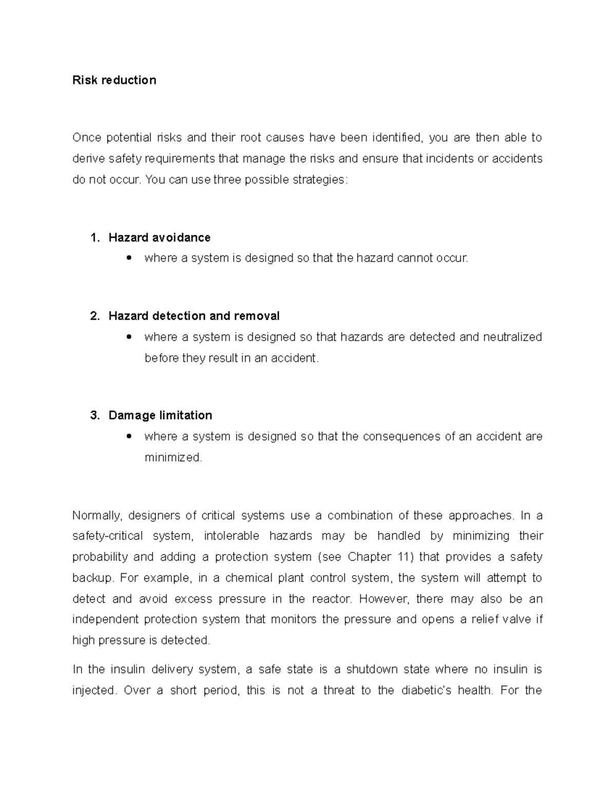 Risk reduction - Risk reduction Once potential risks and their root ...