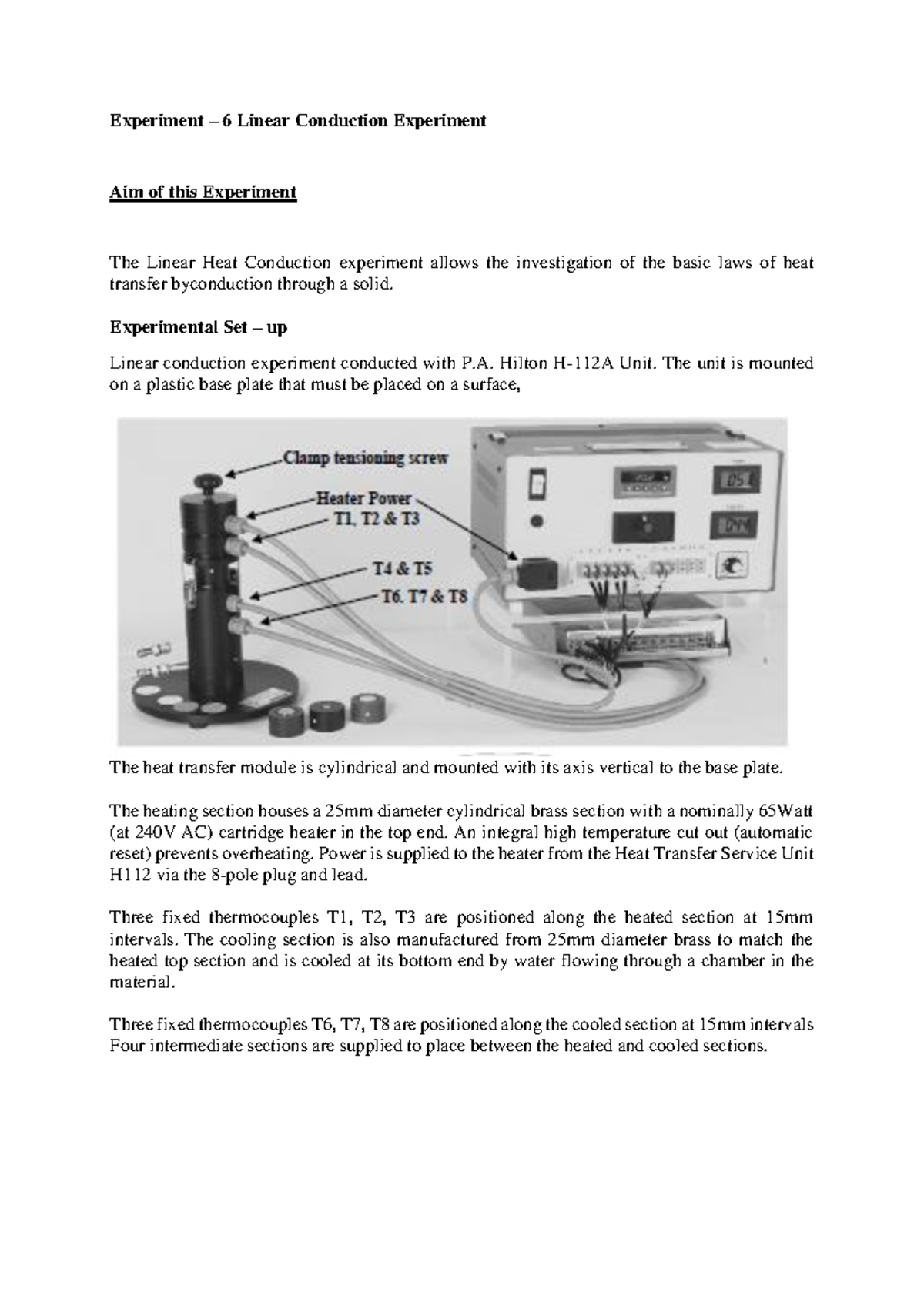 Experiment 6: Linear Heat Conduction Lecture Notes & Procedures - Studocu