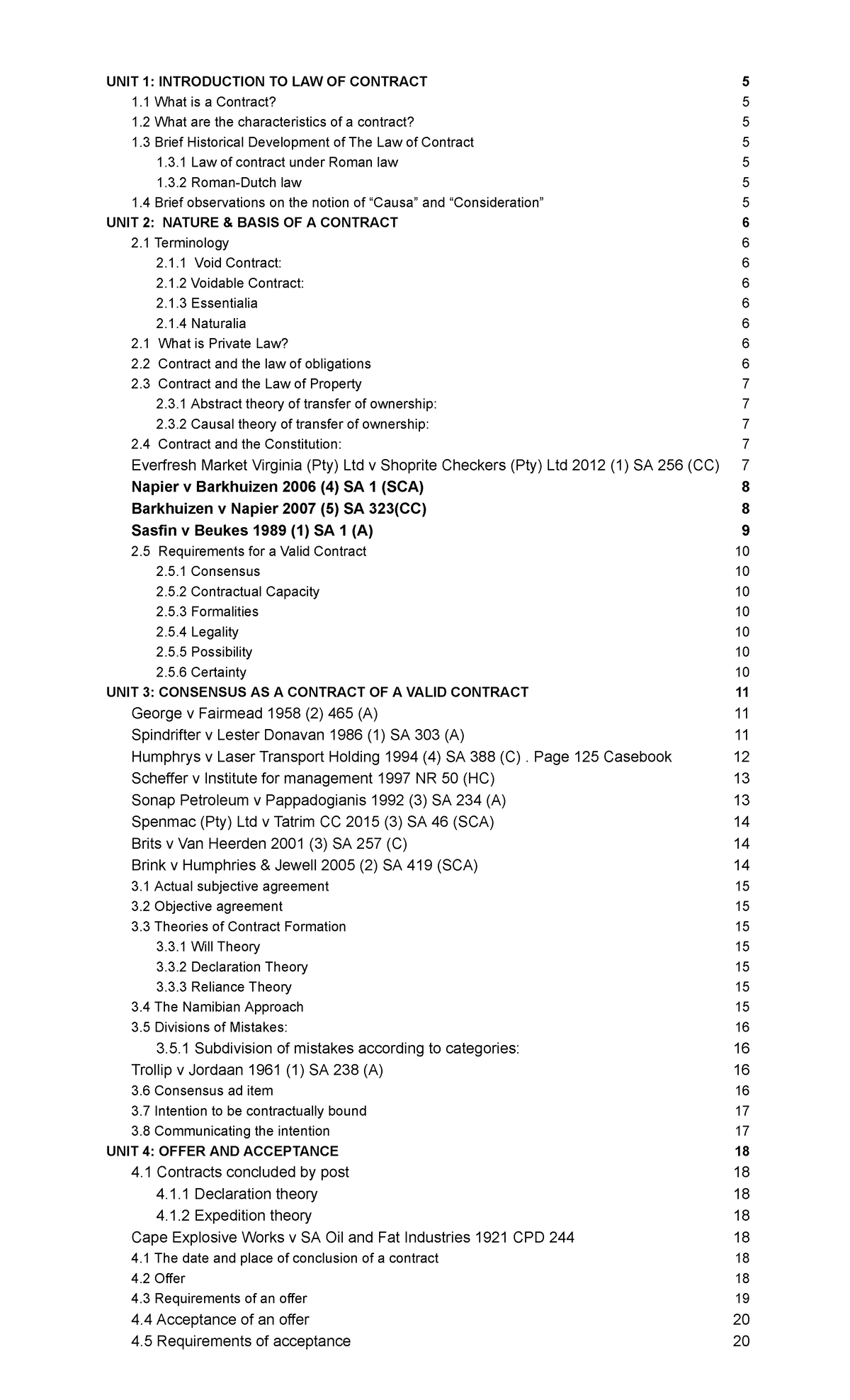Contract Law Law 101 Comprehensive Study Guide And Notes Studocu
