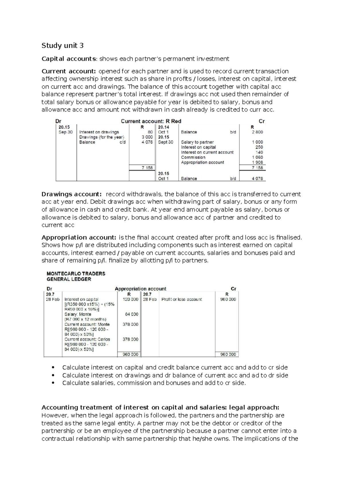 Study Unit 3: Capital and Current Accounts in Partnerships - Studocu
