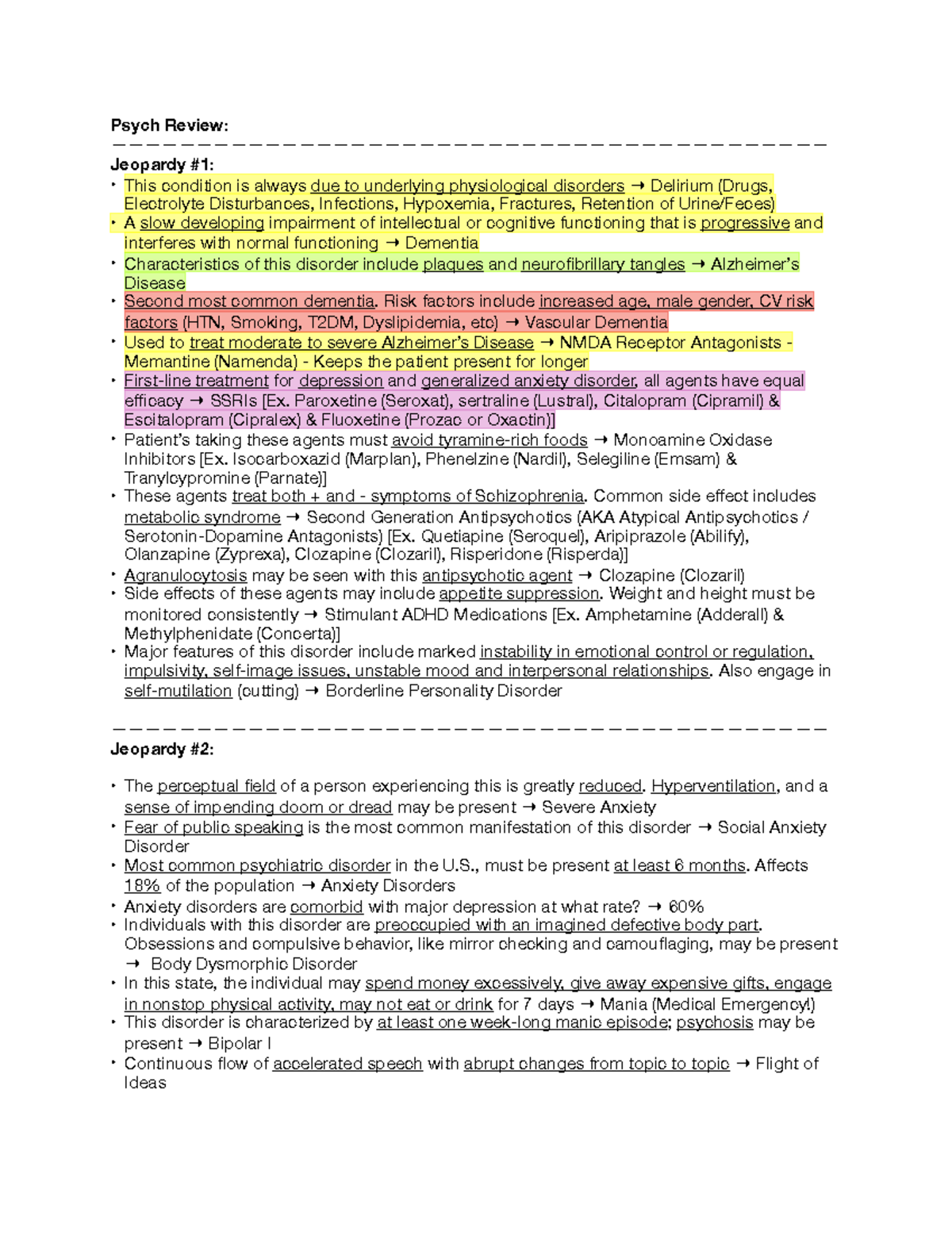 PSYCH 101 - Final Exam Study Guide: Key Concepts & Disorders - Studocu