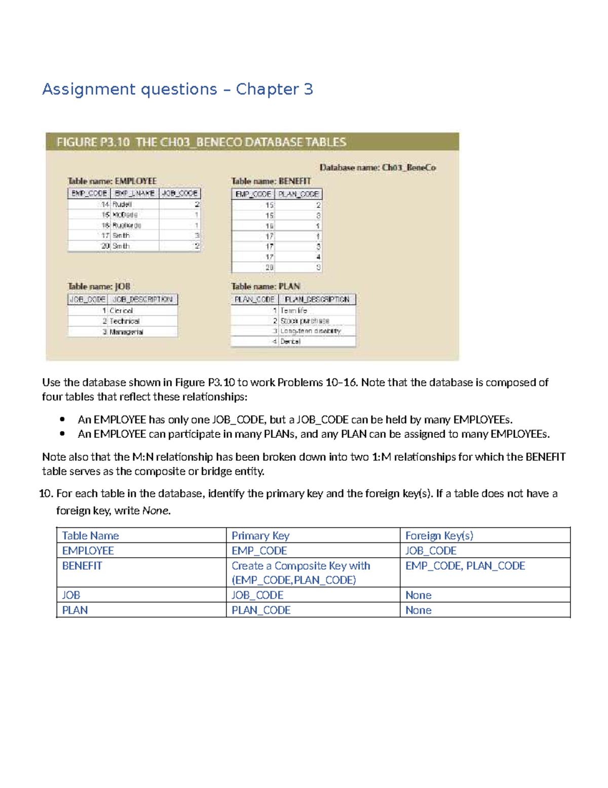 Assignment Questions for Database - Chapter 3 & 4 - Studocu