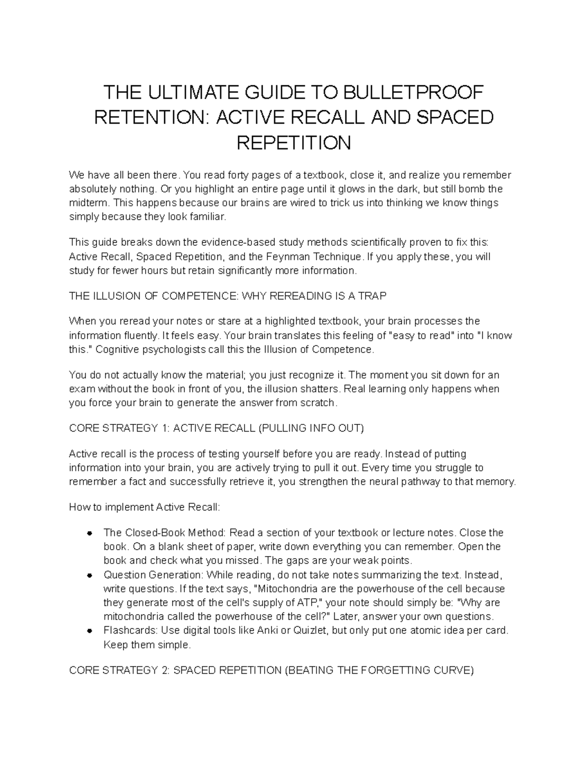 Active Recall & Spaced Repetition: The Ultimate Study Guide - Studocu