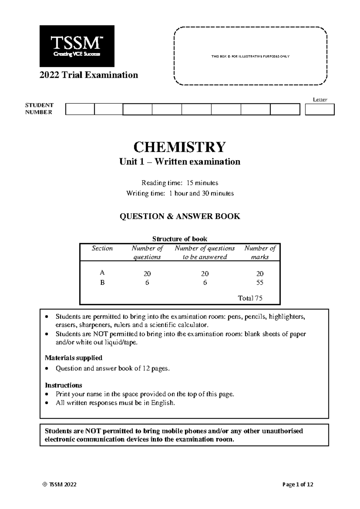 Chemistry 2022 Unit 1 Trial Exam Questions and Answers - Studocu