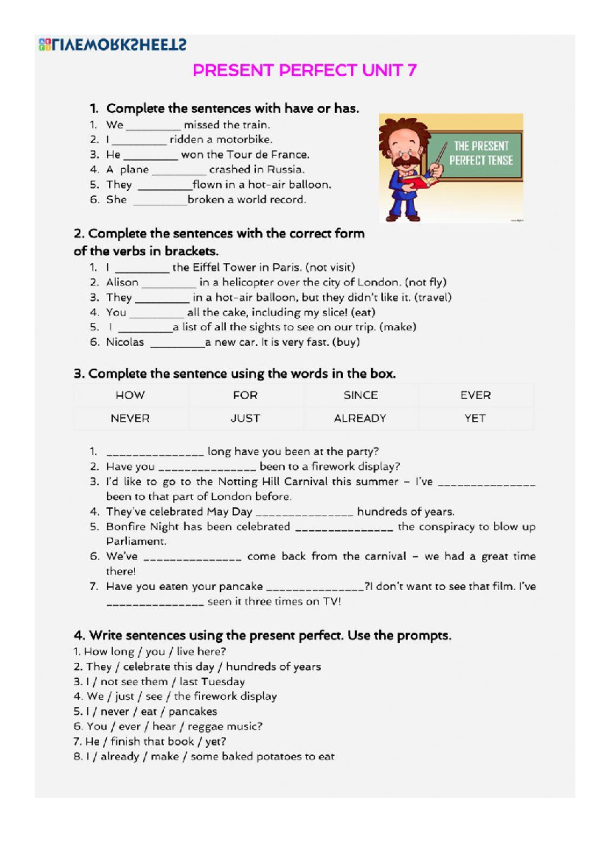 ENG101: Present Perfect Tense Exercises and Notes - Studocu