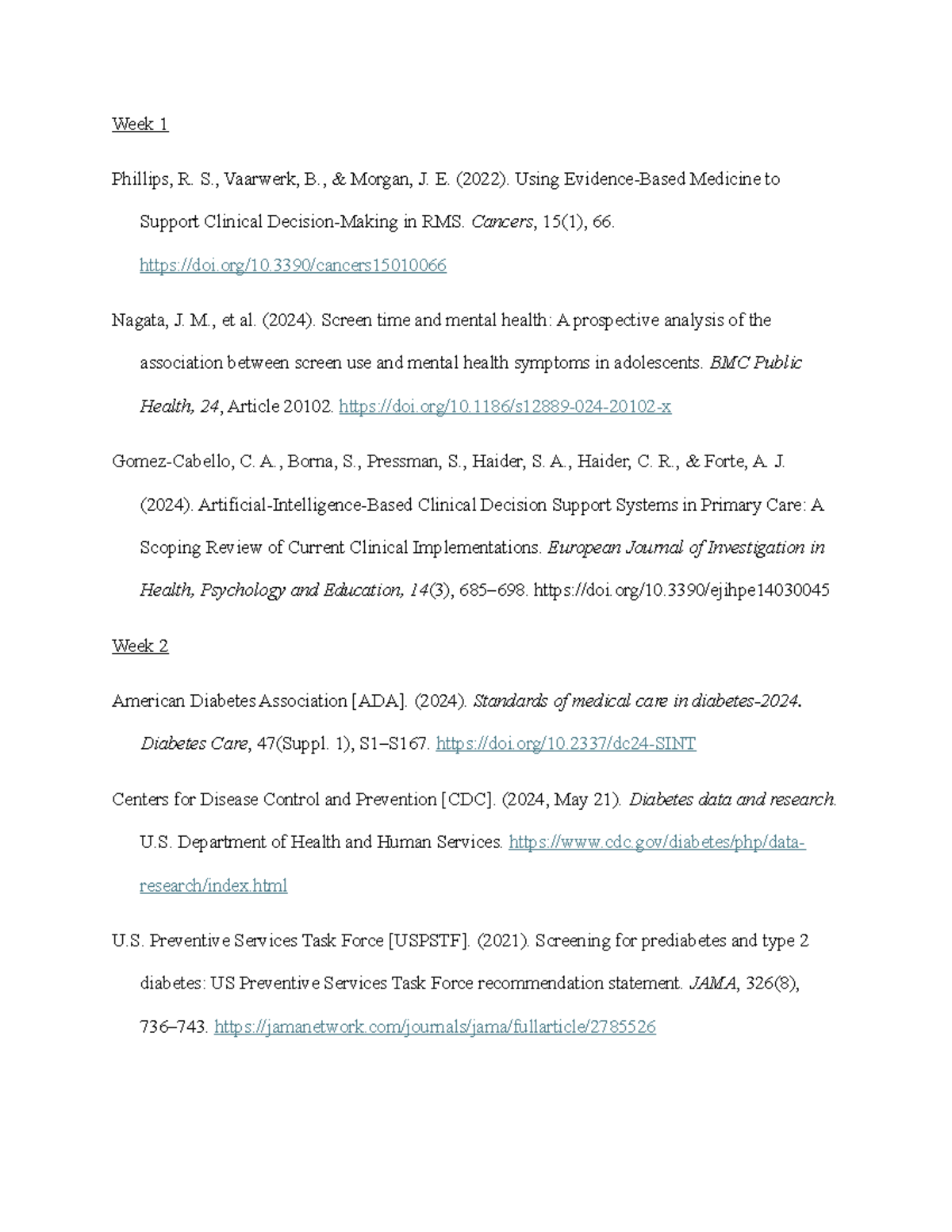 FNP592 REF - Week 1 & 2 Clinical Research References - Studocu