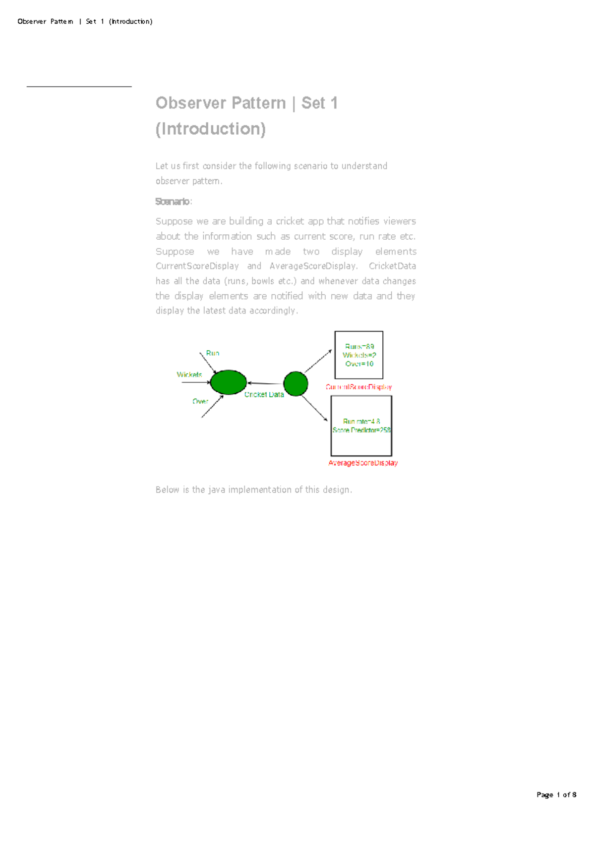 Observer Pattern - Set 1: Introduction to Design Principles - Studocu